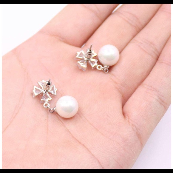 Crystal Pear Diamond Stud Earrings - Picture 2 of 4